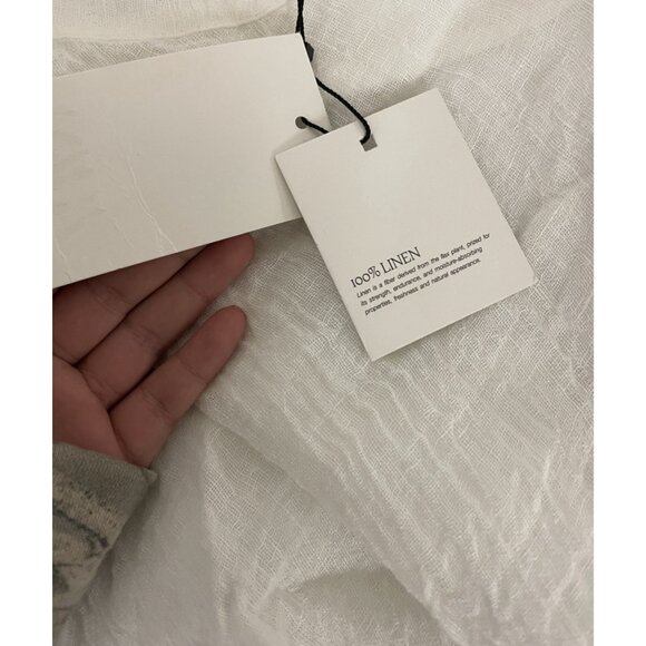 Zara Womens Skirt Large White Linen Lined Asymmetric Midi A-Line 2548/104 NWT - Picture 4 of 14